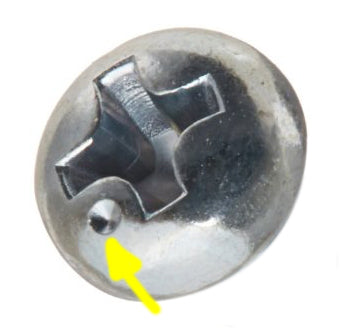 JIS screws look like Phillips screws, but have a tiny dot stamped onto them