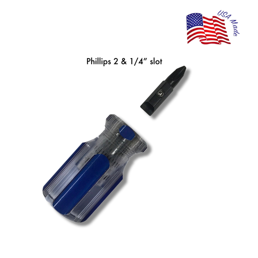 Phillips #2 & 1/4" Slotted Double Ended Bit & Stubby Handle | Chapman MFG
