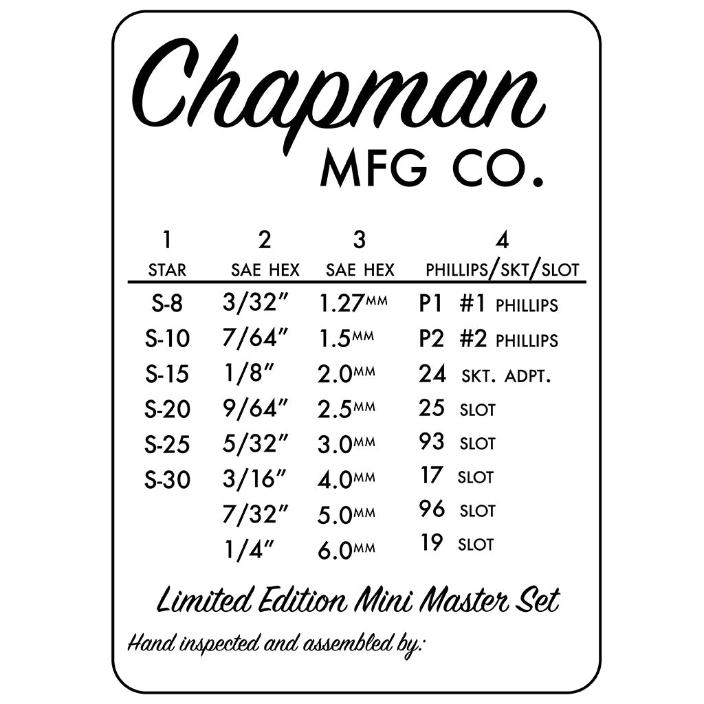 ☆チャップマン ツール 工具 #1000 Mity Master Set Chapman MFG 日本