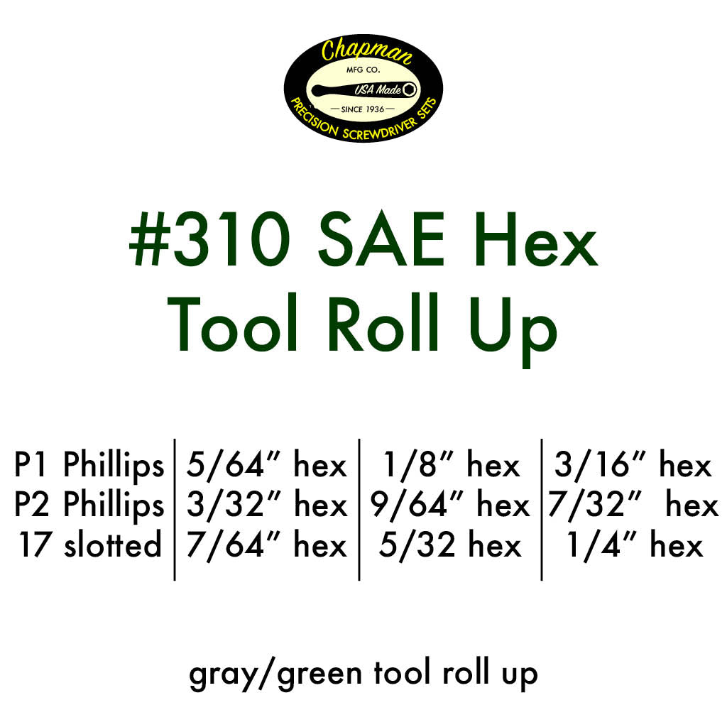 #310 SAE Hex Tool Roll Up - Parts included | Chapman MFG