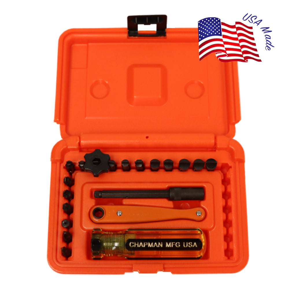 9600 Sewing Machine Slotted Screwdriver Set - 17 bit set with Phillips and 14 (2x of the #88, #89) slotted bits + Orange Case | Chapman MFG