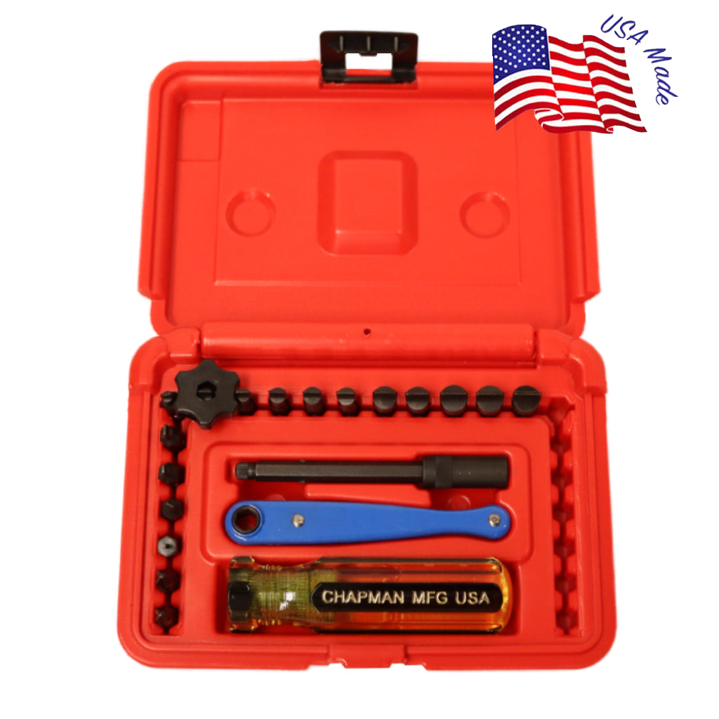 9600 Sewing Machine Slotted Screwdriver Set - 17 bit set with Phillips and 14 (2x of the #88, #89) slotted bits + Red Case | Chapman MFG