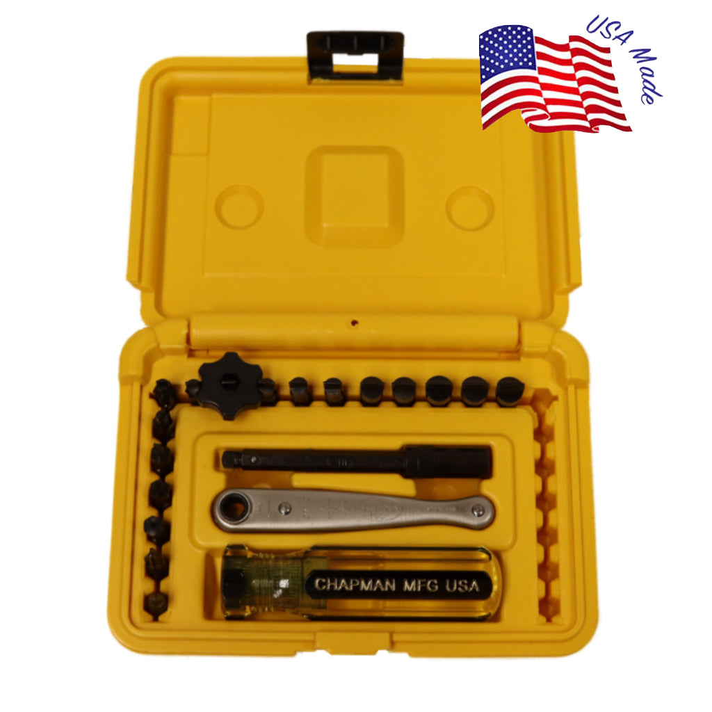 9600 Sewing Machine Slotted Screwdriver Set - 17 bit set with Phillips and 14 (2x of the #88, #89) slotted bits + Safety Yellow Case | Chapman MFG