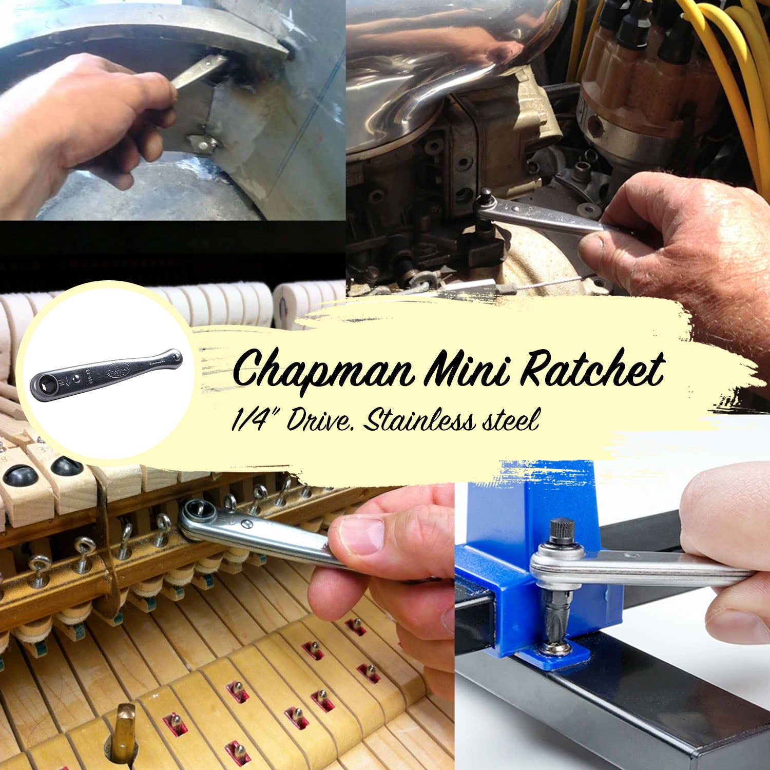 CM-13 Famous Midget 1/4" Drive Ratchet - Photos Of Common Use of the 1/4" Drive Ratchet  | Chapman MFG