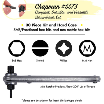 5573 Deluxe Standard + Metric Allen Hex Screwdriver Set | Chapman MFG  Edit alt text