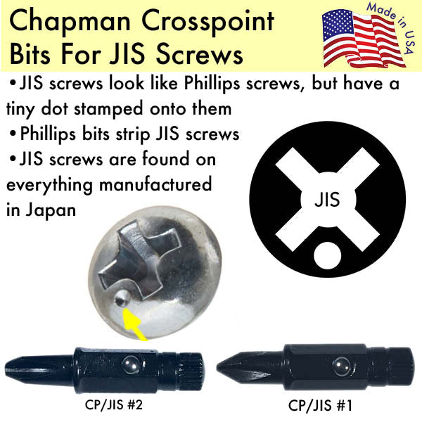 Chapman MFG Crosspoint JIS Bits