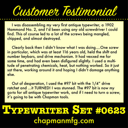 0623 Typewriter Set - Customer Testimonial | Chapman MFG